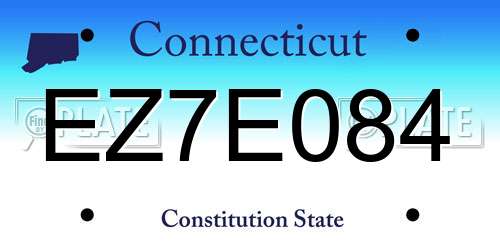EZ7E084 Connecticut License Plate