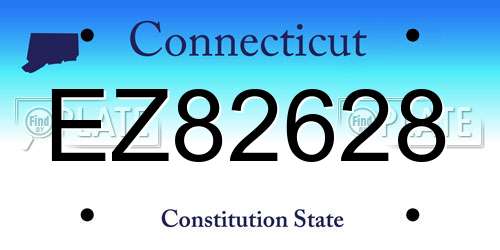 EZ82628 Connecticut License Plate