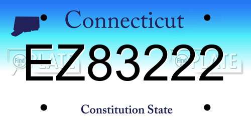 EZ83222 Connecticut License Plate