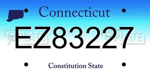 EZ83227 Connecticut License Plate