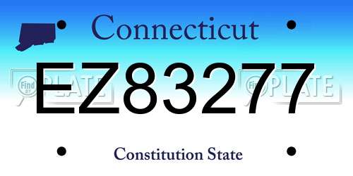 EZ83277 Connecticut License Plate
