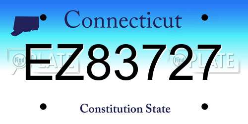 EZ83727 Connecticut License Plate