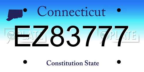 EZ83777 Connecticut License Plate