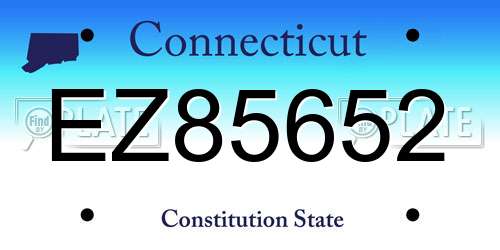 EZ85652 Connecticut License Plate