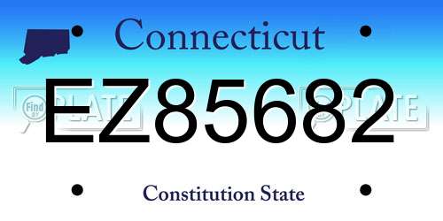 EZ85682 Connecticut License Plate