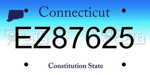EZ87625 Connecticut License Plate