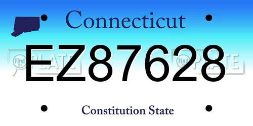 EZ87628 Connecticut License Plate