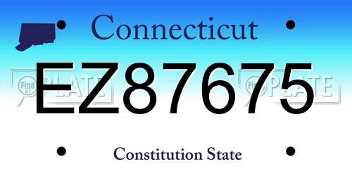EZ87675 Connecticut License Plate