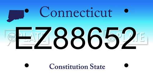 EZ88652 Connecticut License Plate