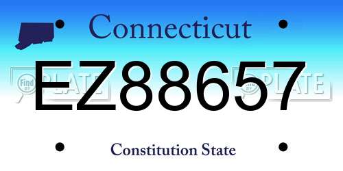 EZ88657 Connecticut License Plate