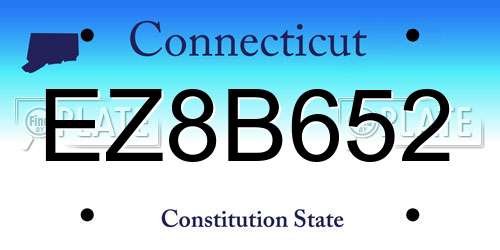 EZ8B652 Connecticut License Plate