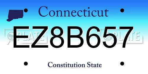 EZ8B657 Connecticut License Plate