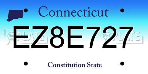 EZ8E727 Connecticut License Plate