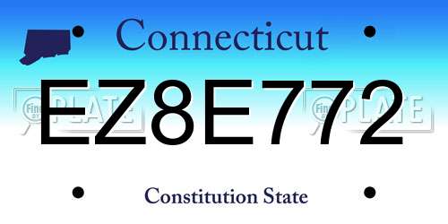 EZ8E772 Connecticut License Plate