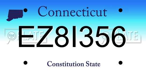 EZ8I356 Connecticut License Plate