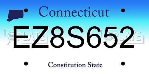EZ8S652 Connecticut License Plate