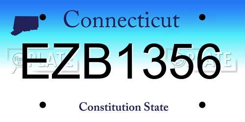 EZB1356 Connecticut License Plate
