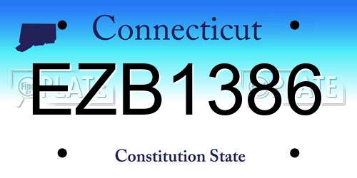 EZB1386 Connecticut License Plate
