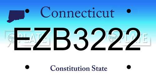 EZB3222 Connecticut License Plate