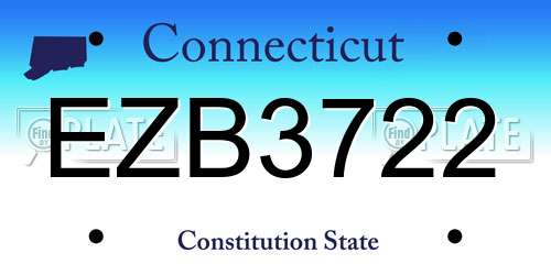 EZB3722 Connecticut License Plate