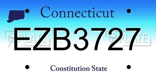 EZB3727 Connecticut License Plate