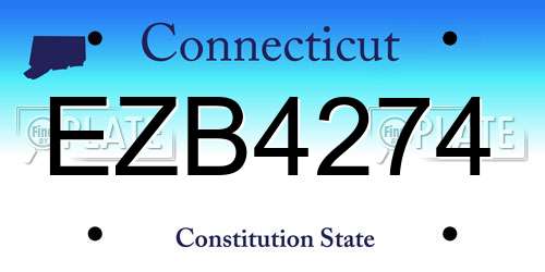 EZB4274 Connecticut License Plate
