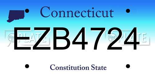EZB4724 Connecticut License Plate