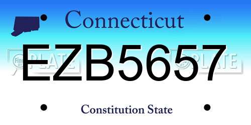 EZB5657 Connecticut License Plate