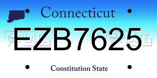 EZB7625 Connecticut License Plate