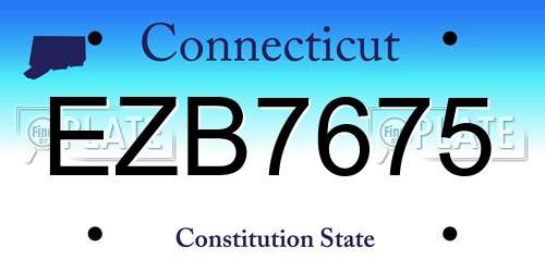 EZB7675 Connecticut License Plate