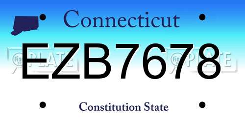 EZB7678 Connecticut License Plate