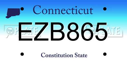 EZB865 Connecticut License Plate