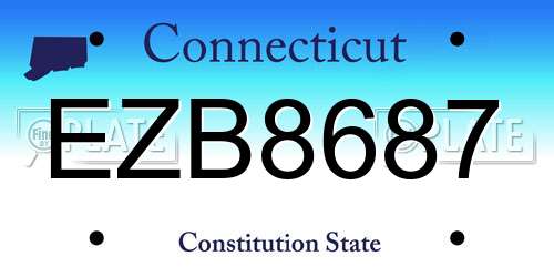 EZB8687 Connecticut License Plate