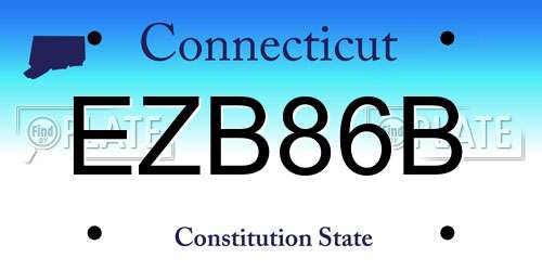 EZB86B Connecticut License Plate