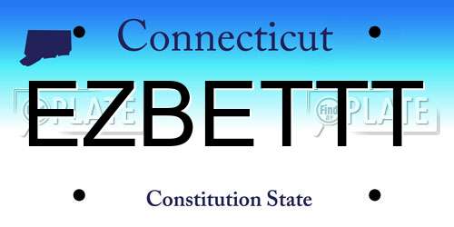 EZBETTT Connecticut License Plate