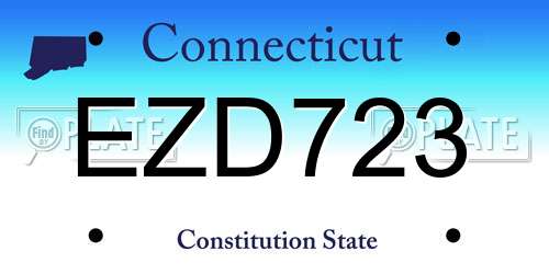 EZD723 Connecticut License Plate
