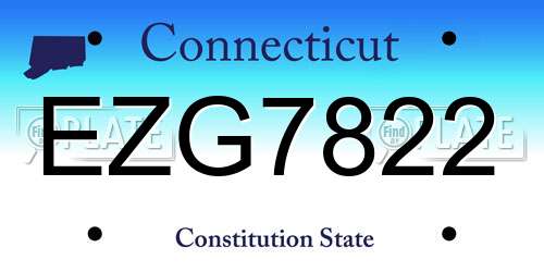 EZG7822 Connecticut License Plate