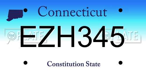 EZH345 Connecticut License Plate