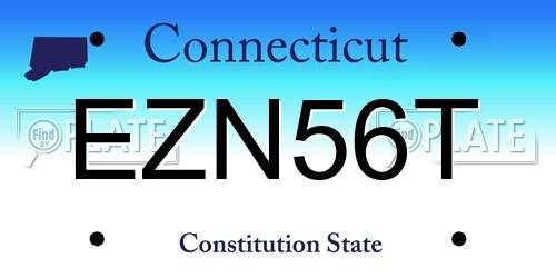 EZN56T Connecticut License Plate