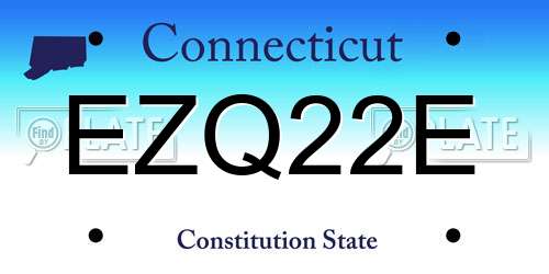 EZQ22E Connecticut License Plate