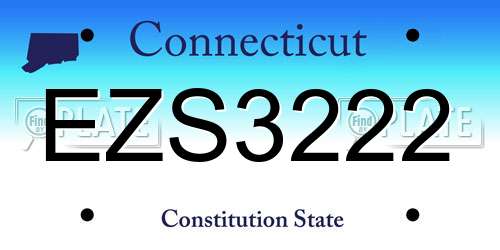 EZS3222 Connecticut License Plate