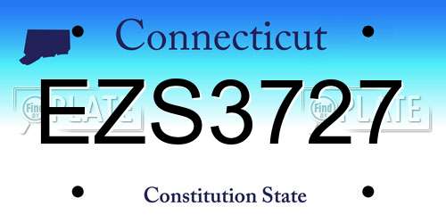 EZS3727 Connecticut License Plate