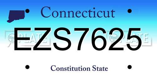 EZS7625 Connecticut License Plate