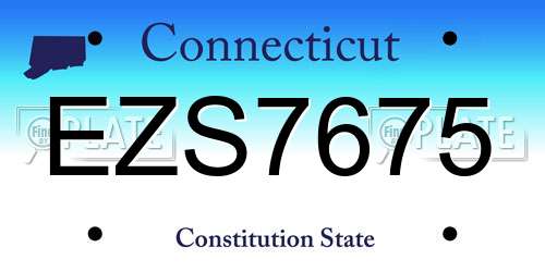EZS7675 Connecticut License Plate