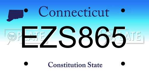 EZS865 Connecticut License Plate