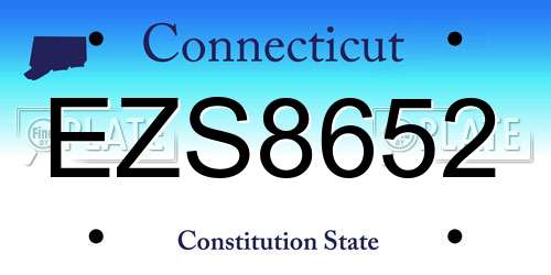 EZS8652 Connecticut License Plate
