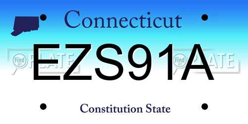 EZS91A Connecticut License Plate