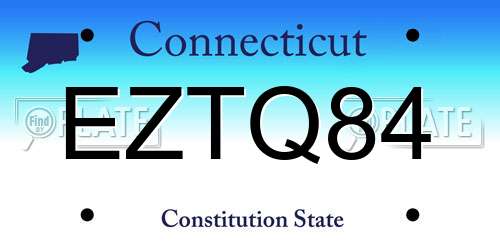 EZTQ84 Connecticut License Plate