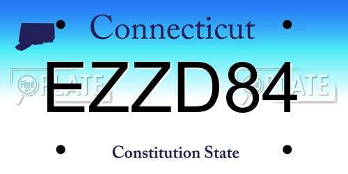 EZZD84 Connecticut License Plate