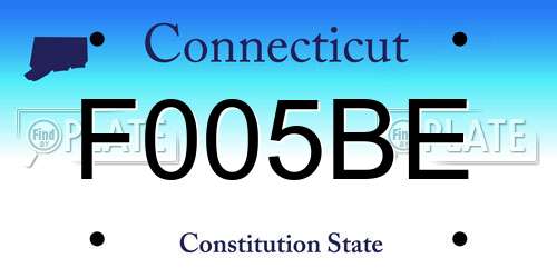F005BE Connecticut License Plate